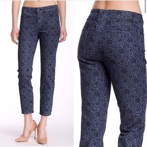 NYDJ Alisha Floral Print Ankle Jeans Dark Wash Flattering Mid Rise Sz 8